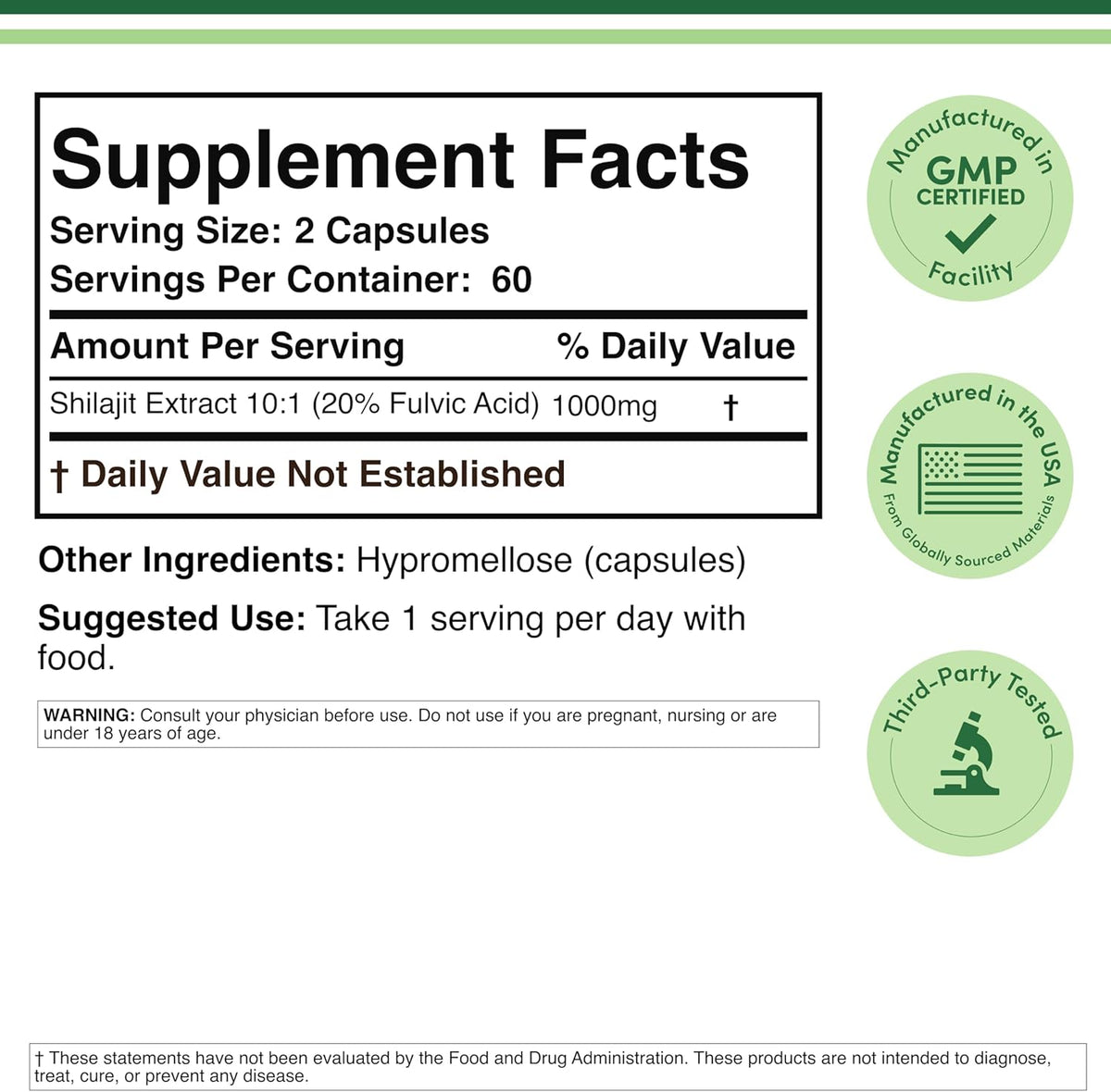 Shilajit Pure Himalayan Capsules (20% Fulvic Acid) - 1,000 mg per Serving, 120 Capsules - görsel 2