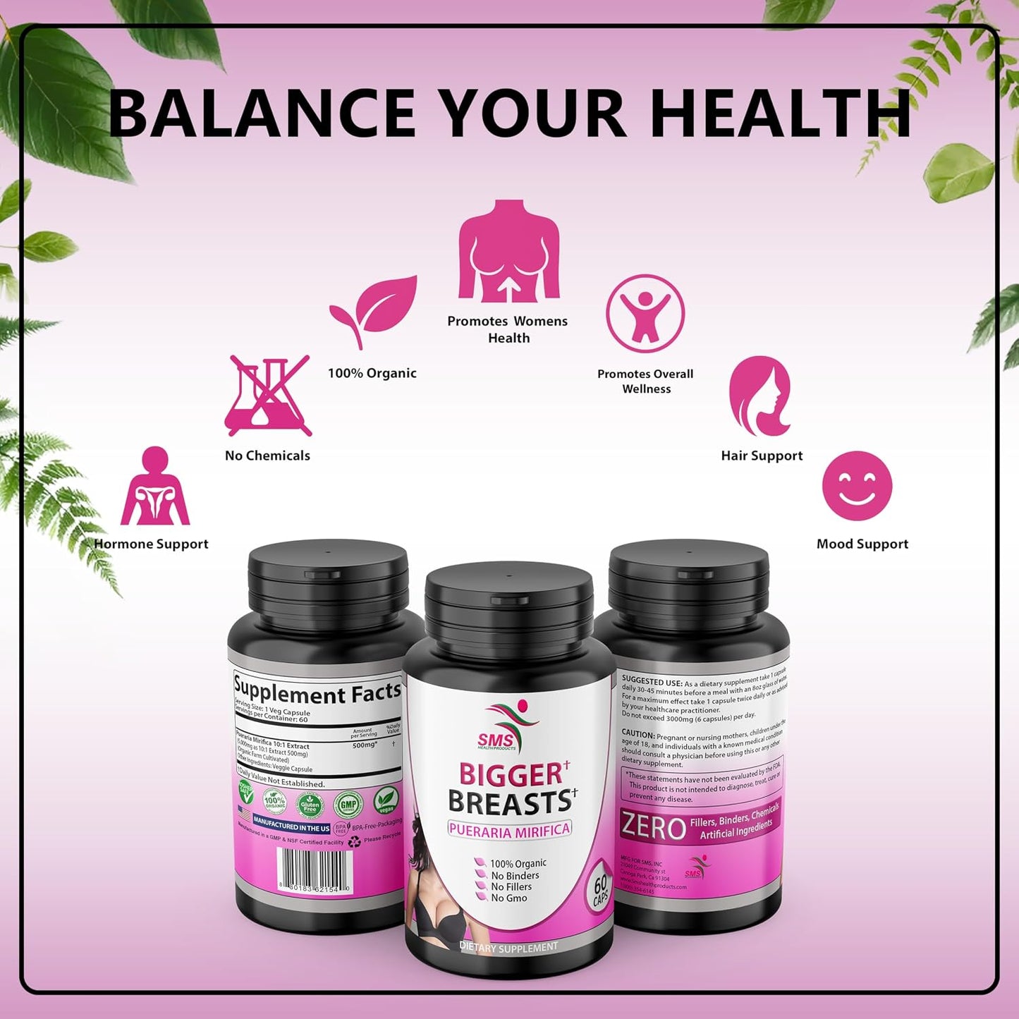 Pueraria Mirifica 500mg Root Extract Powder - Organic Herbal Supplement for Women's Wellbeing, 60 Veggie Capsules - görsel 2