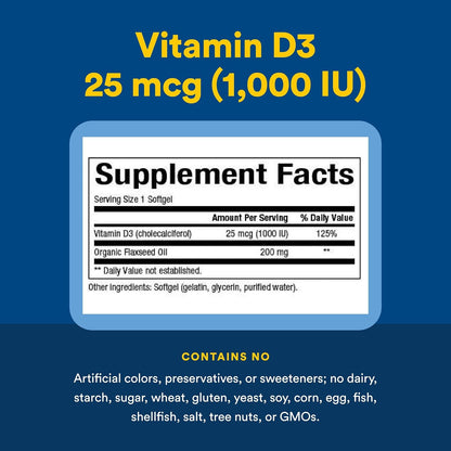 Natural Factors Vitamin D3 1000 IU (25 mcg) – 180 Tablets