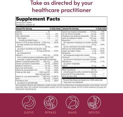 Bariatric Advantage Chewable Advanced Multi EA - High Potency Daily Multivitamin with Iron for Bariatric Surgery Patients - Strawberry Flavour - 60 Count