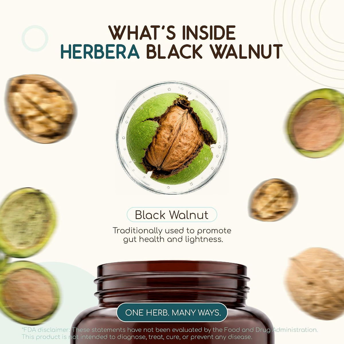HerbEra Black Walnut 500 mg - USDA Organic Vegan Capsules, Digestive Health & Antioxidant Support (120 Capsules) - görsel 4