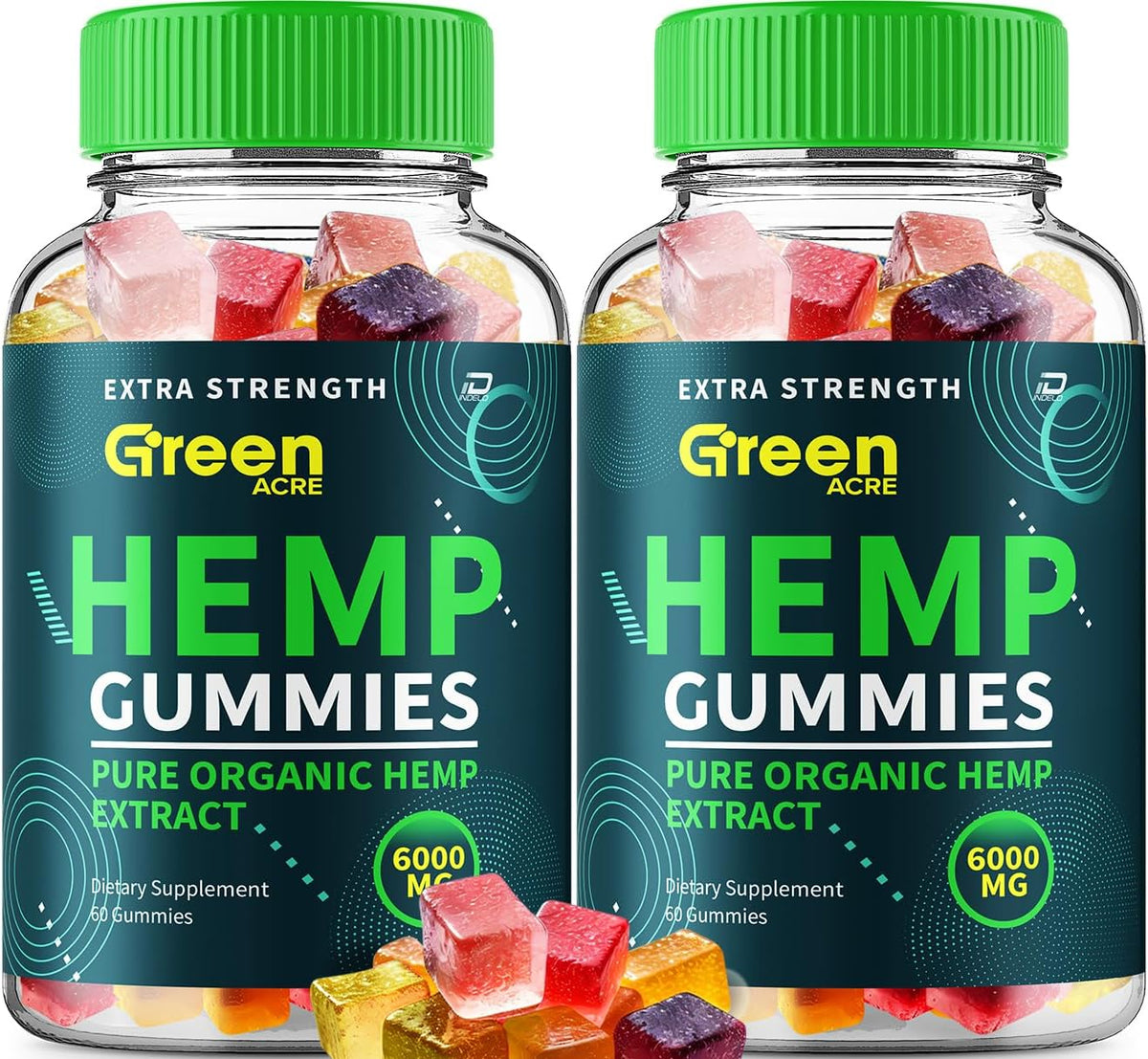 Green Acre Hemp Gummies – Hemp Seed Extract Supplement (2 Pack – 120 Gummies) - görsel 1