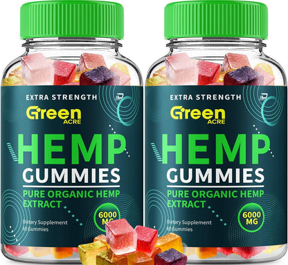 Green Acre Hemp Gummies – Hemp Seed Extract Supplement (2 Pack – 120 Gummies)