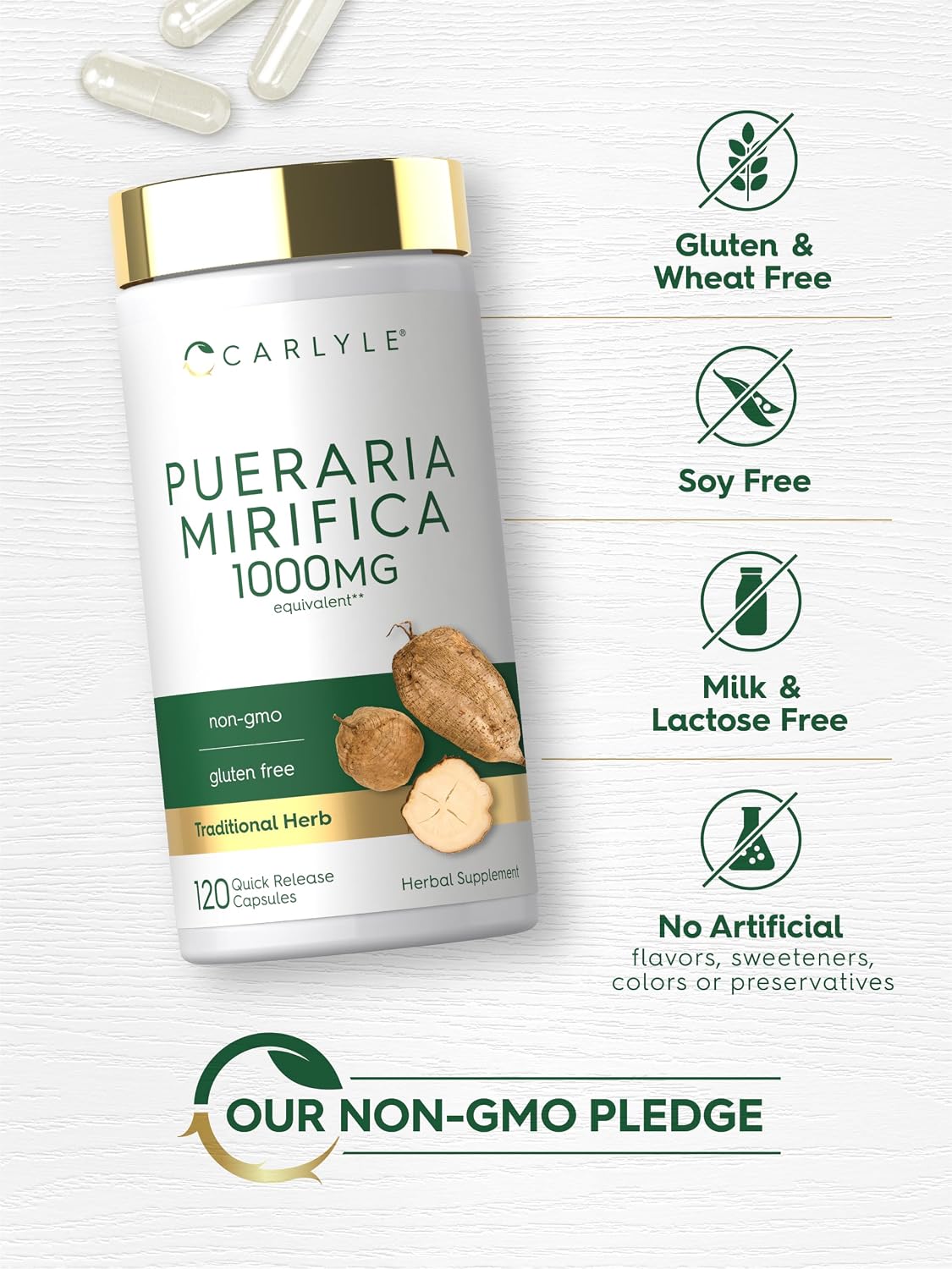 Carlyle Pueraria Mirifica Capsules | 120 Capsules | Root Extract | Non-GM & Gluten-free Supplement - görsel 5