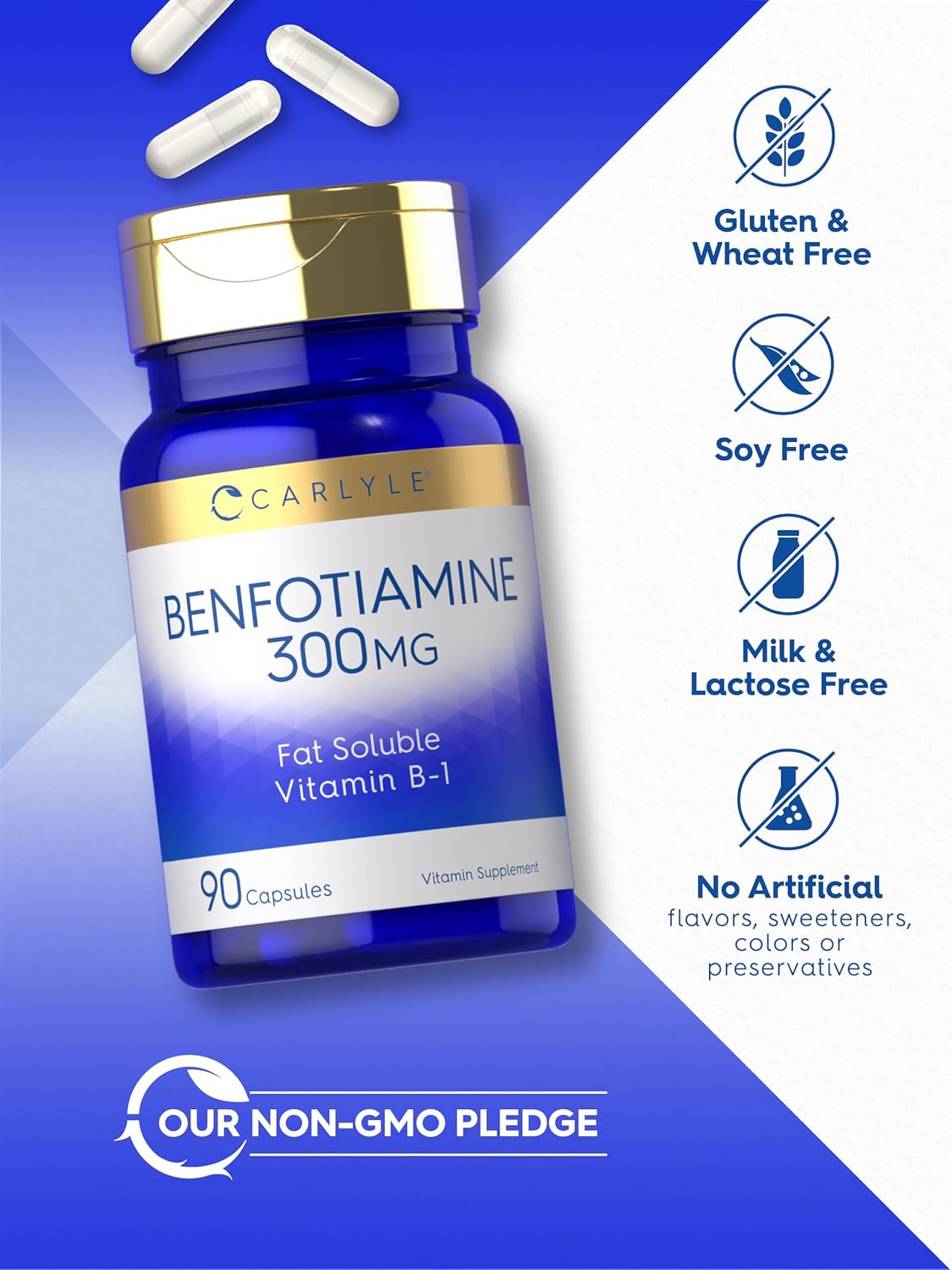 Carlyle Benfotiamine 300mg – Fat Soluble Vitamin B1 Thiamine Supplement, 90 Capsules - görsel 4