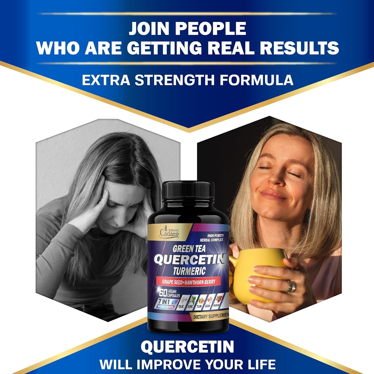Organic Cadane Quercetin Supplements - 60 Superfood Capsules - görsel 9