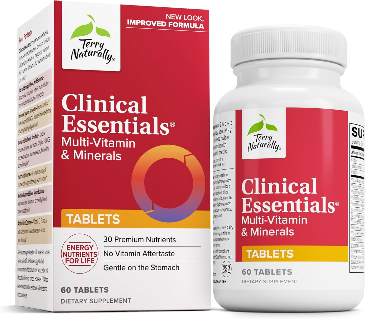 Terry Naturally Clinical Essentials - Multivitamin & Mineral Supplement with Chelated Minerals & B-Vitamins - 60 Tablets - görsel 1
