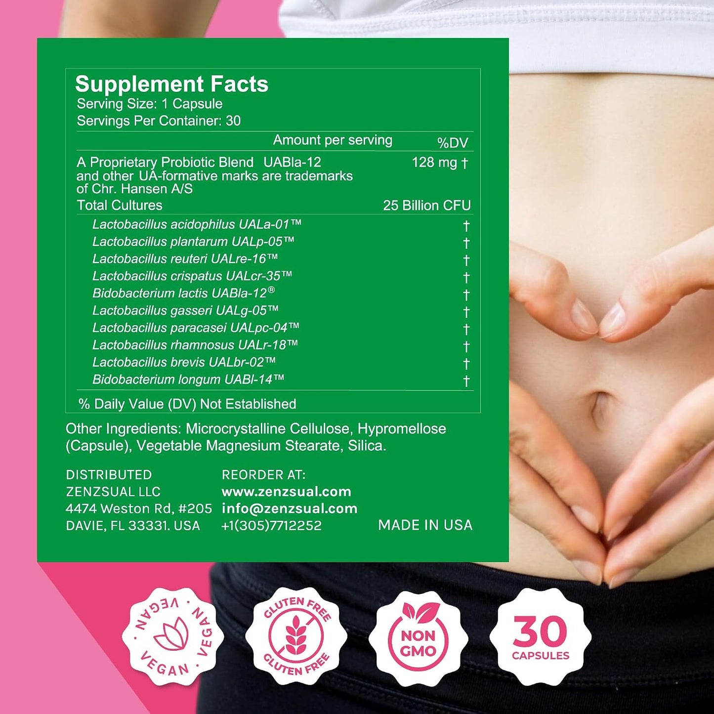 ZENZSUAL Zenbiotic Probiotics for Women – 25 Billion CFU, Intimate Health & pH Balance Support, 30 Vegan Capsules - görsel 6