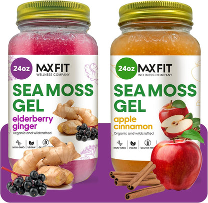 MAX FIT Organic Wildcrafted Sea Moss Gel – 680 g, 92 Vitamins & Minerals, Vegan Superfood