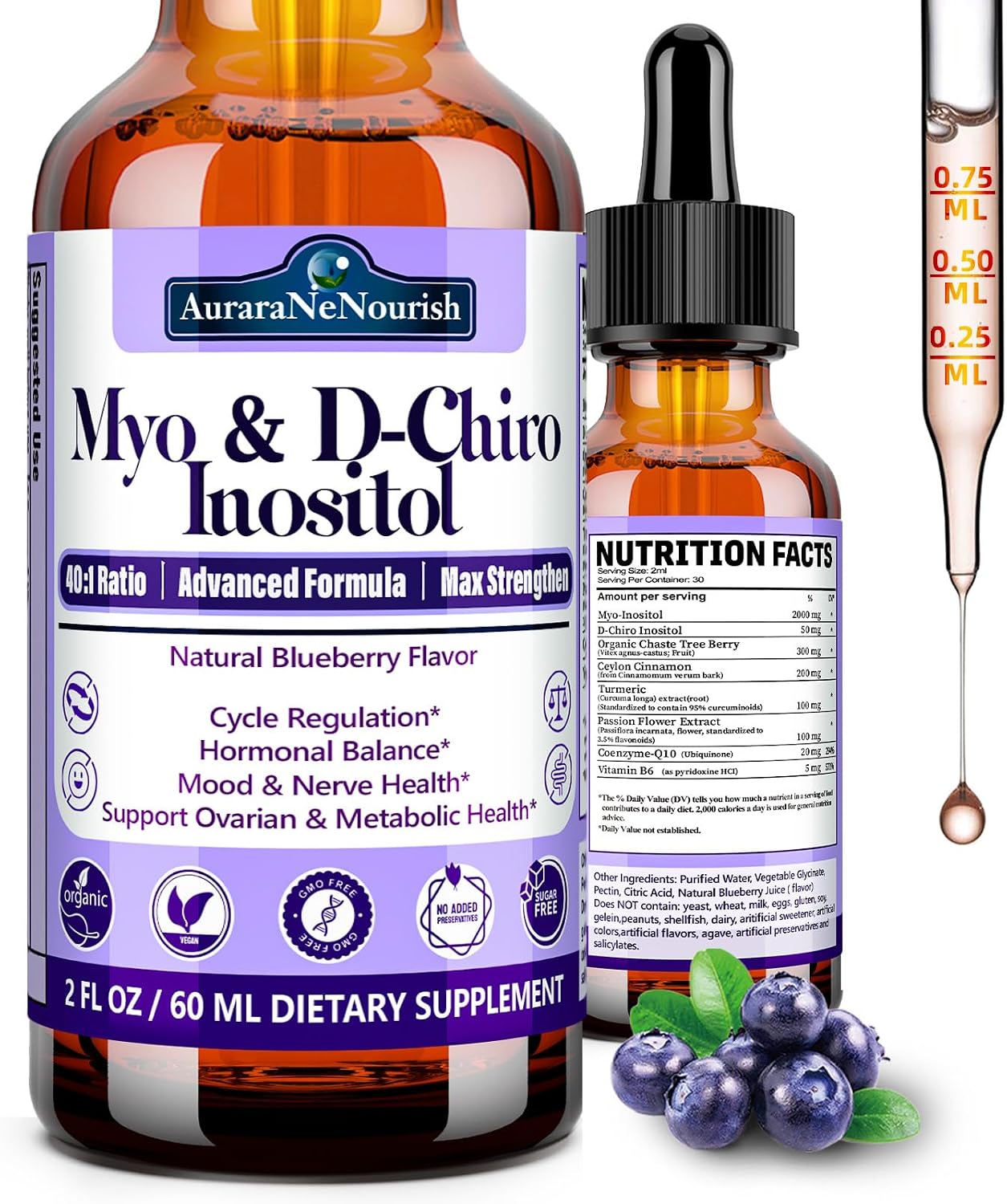 Myo-Inositol & D-Chiro Inositol Supplement for Women - 40:1 Ratio - Supports Hormone Balance & Ovarian Health - with Organic Chaste Tree Berry, Ceylon Cinnamon for Cycle Regulation, Mood & Nerve Function - görsel 1