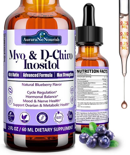 Myo-Inositol & D-Chiro Inositol Supplement for Women - 40:1 Ratio - Supports Hormone Balance & Ovarian Health - with Organic Chaste Tree Berry, Ceylon Cinnamon for Cycle Regulation, Mood & Nerve Function
