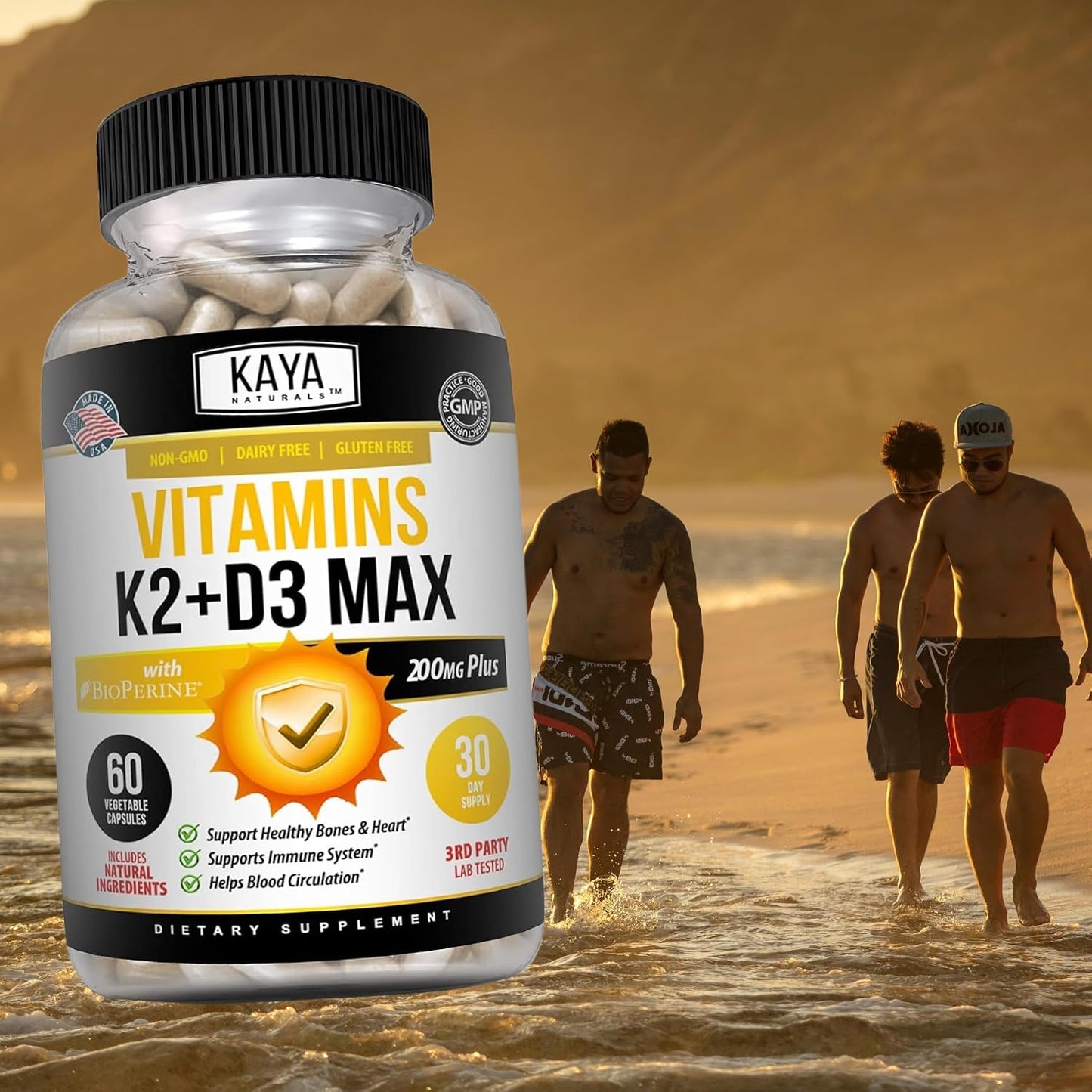 Kaya Naturals Vitamin D3 + K2 5000IU Supplement with Bioperine - 180 Veggie Capsules - görsel 8