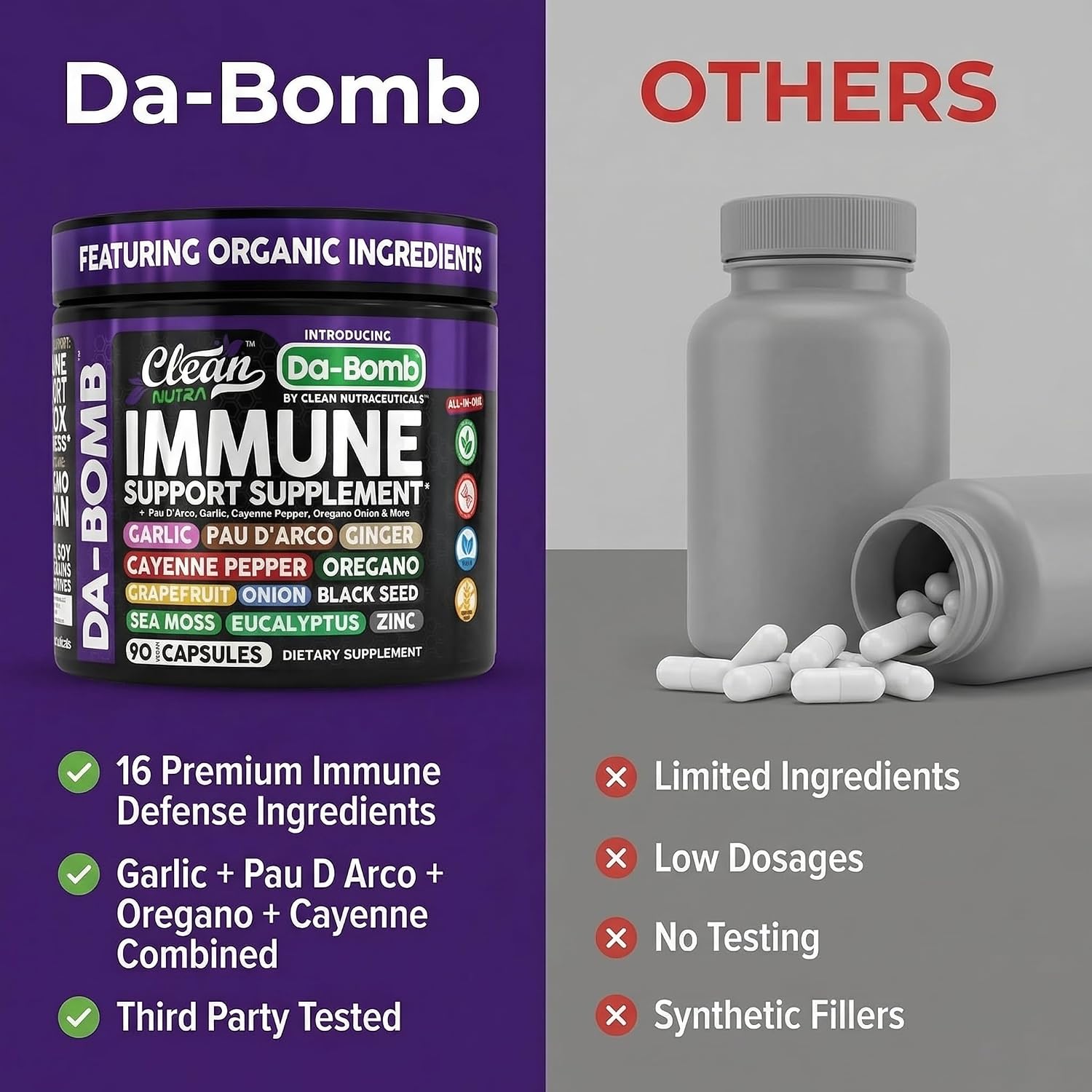Organic Immune Support with Pau d'Arco, Garlic, Cayenne, Oregano & More - Clean Nutra - görsel 7