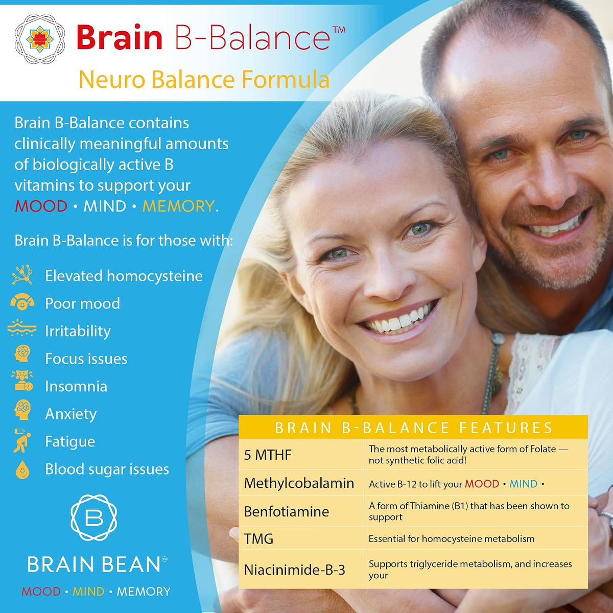 Brain B Balance: Methylated Multivitamin - Methylated B Complex Neurobalance Formula with Methylfolate - 60 Vegan Capsules - görsel 3
