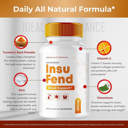 Insufend Blood Support Capsules - Maximum Strength, All-Natural Support for Healthy Circulation & Stable Levels (3 Pack)