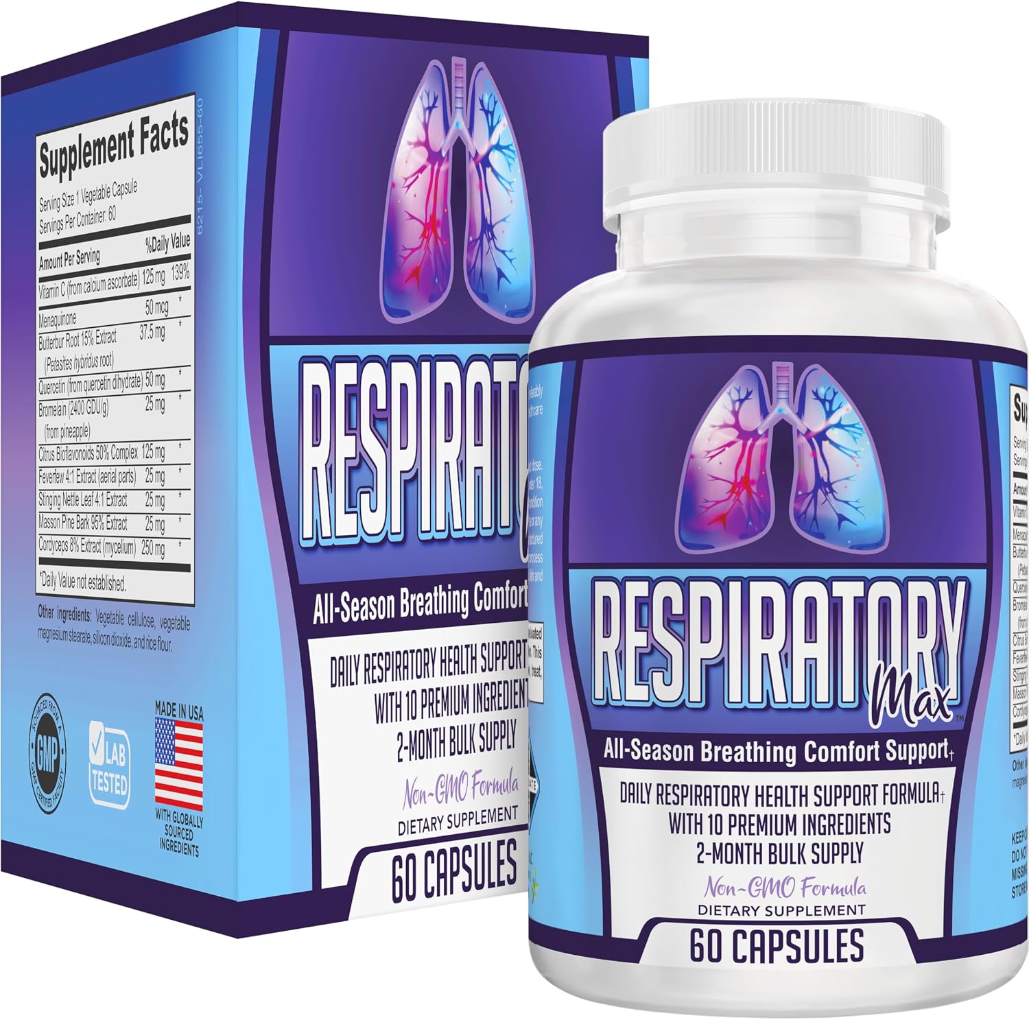 Respiratory-Max Lung & Respiratory Support Supplement – 10-in-1 Formula (60 Capsules) - görsel 1