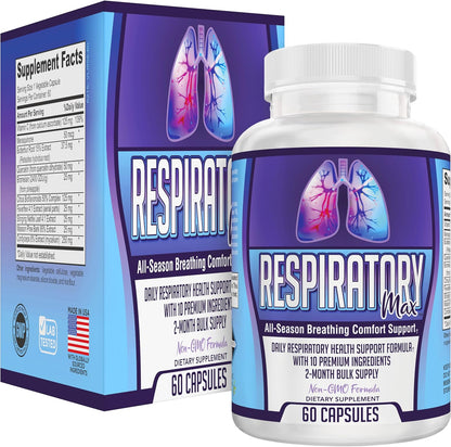 Respiratory-Max Lung & Respiratory Support Supplement – 10-in-1 Formula (60 Capsules)
