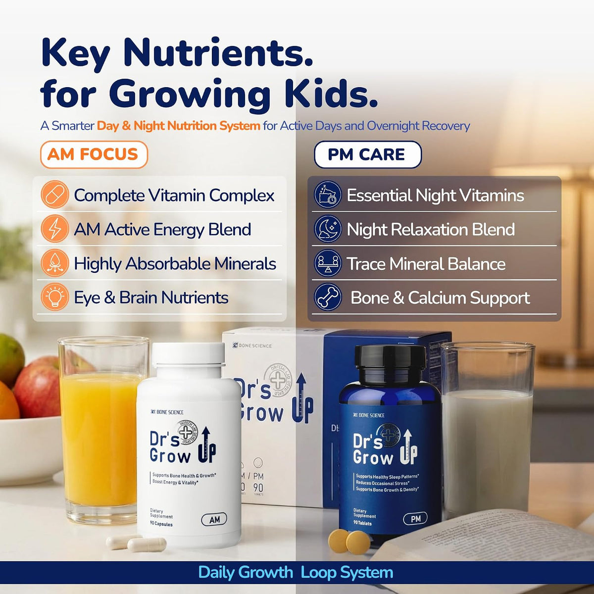 BONE SCIENCE Dr’s Grow UP AM & PM Bone and Growth for Kids and Teens, Day and Night System - görsel 8