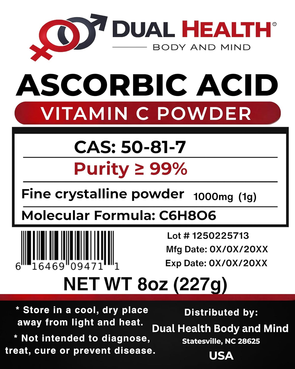 Dual Health Ascorbic Acid Powder – Pure L-Ascorbic Acid Crystals – Fine Cosmetic Ingredient – Single Ingredient – 227g - görsel 2