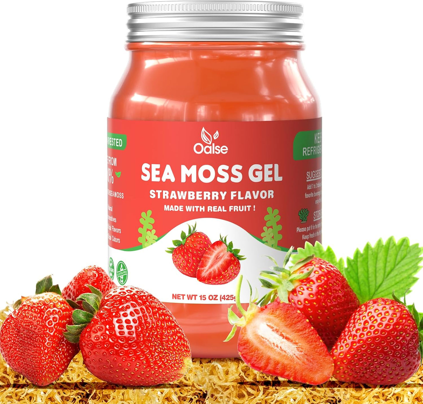 OALSE Wildcrafted Irish Sea Moss Gel - Strawberry, 425g - görsel 1