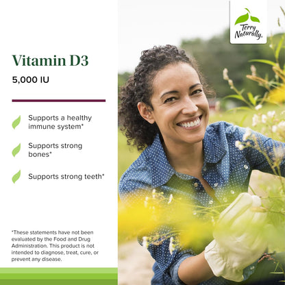 Terry Naturally Vitamin D3 - 125 mcg (5000 IU) Cholecalciferol Chewable Tablets - 90 Tablets