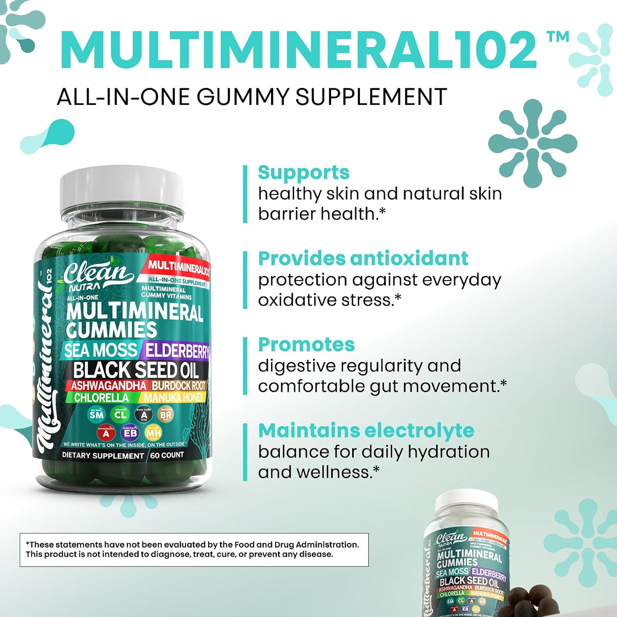 Sea Moss Gummies | Black Seed Oil, Ashwagandha, Elderberry - Vegan Irish Sea Moss Vitamins - görsel 6