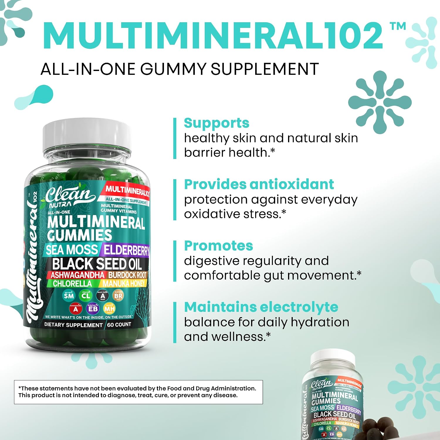 Sea Moss Gummies | Black Seed Oil, Ashwagandha, Elderberry - Vegan Irish Sea Moss Vitamins - görsel 6