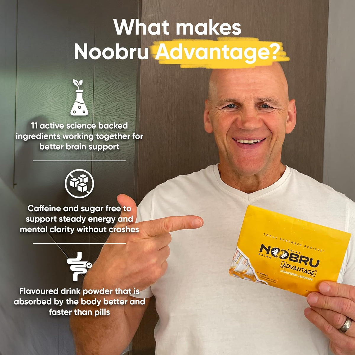 Noobru Advantage Nootropic - Cognitive Brain Supplement, 20 Strawberry Lemonade Sachets - görsel 5