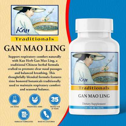 Kan Herbs Company Gan Mao Ling Tablets – Traditional Chinese Herbal Blend with Isatis, Chrysanthemum & Honeysuckle, 120 Tablets