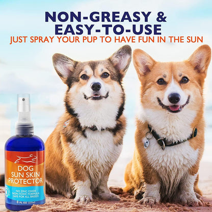 EBPP Dog Sunscreen Sun Skin Protector Spray 240 ml - Safe for All Breeds with No Zinc Oxide - Pet Protection and Moisturiser for Skin, Coat, Nose, Ears