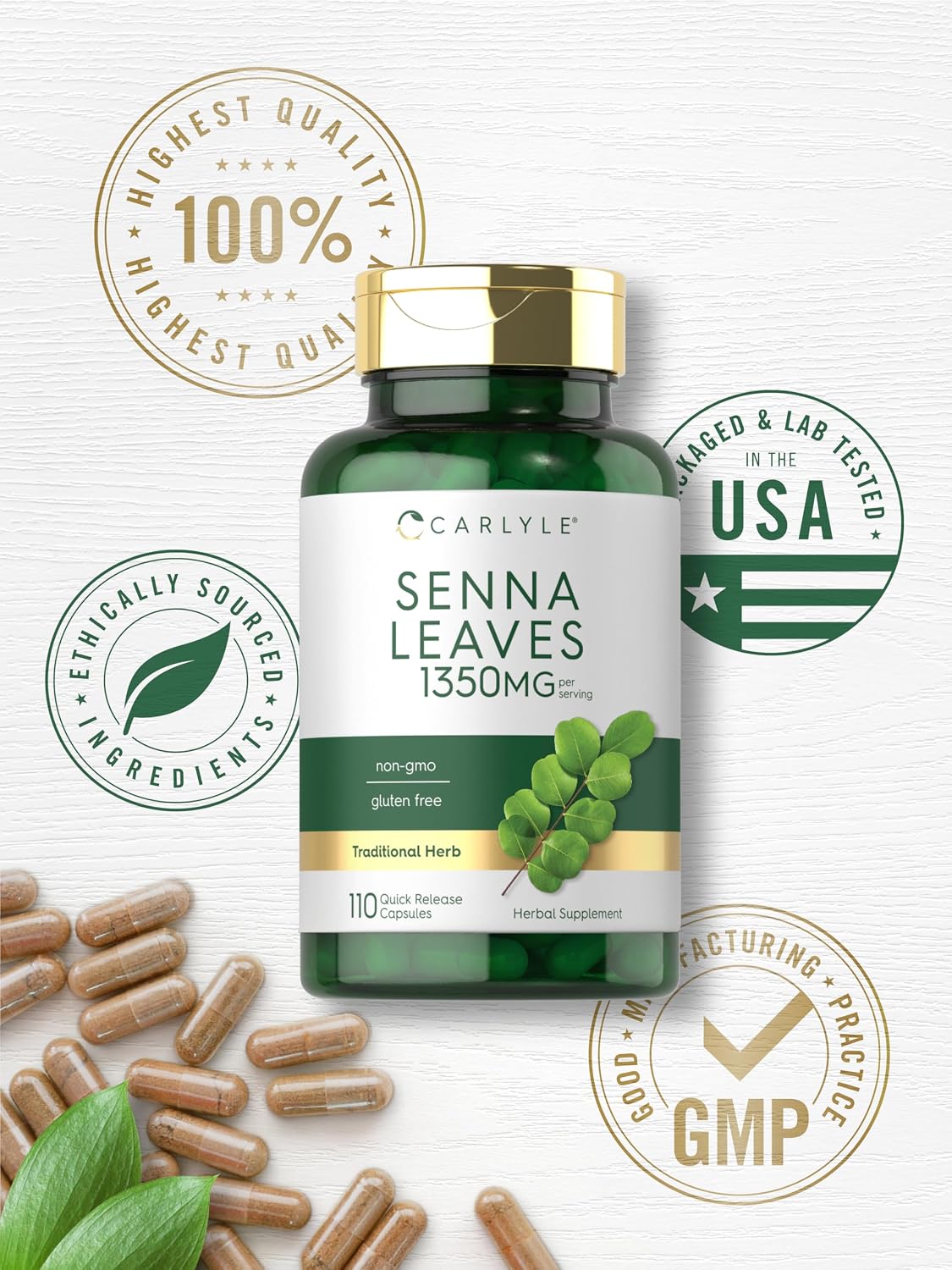 Carlyle Senna Leaves Supplement - 1350 mg, 110 Capsules - görsel 6