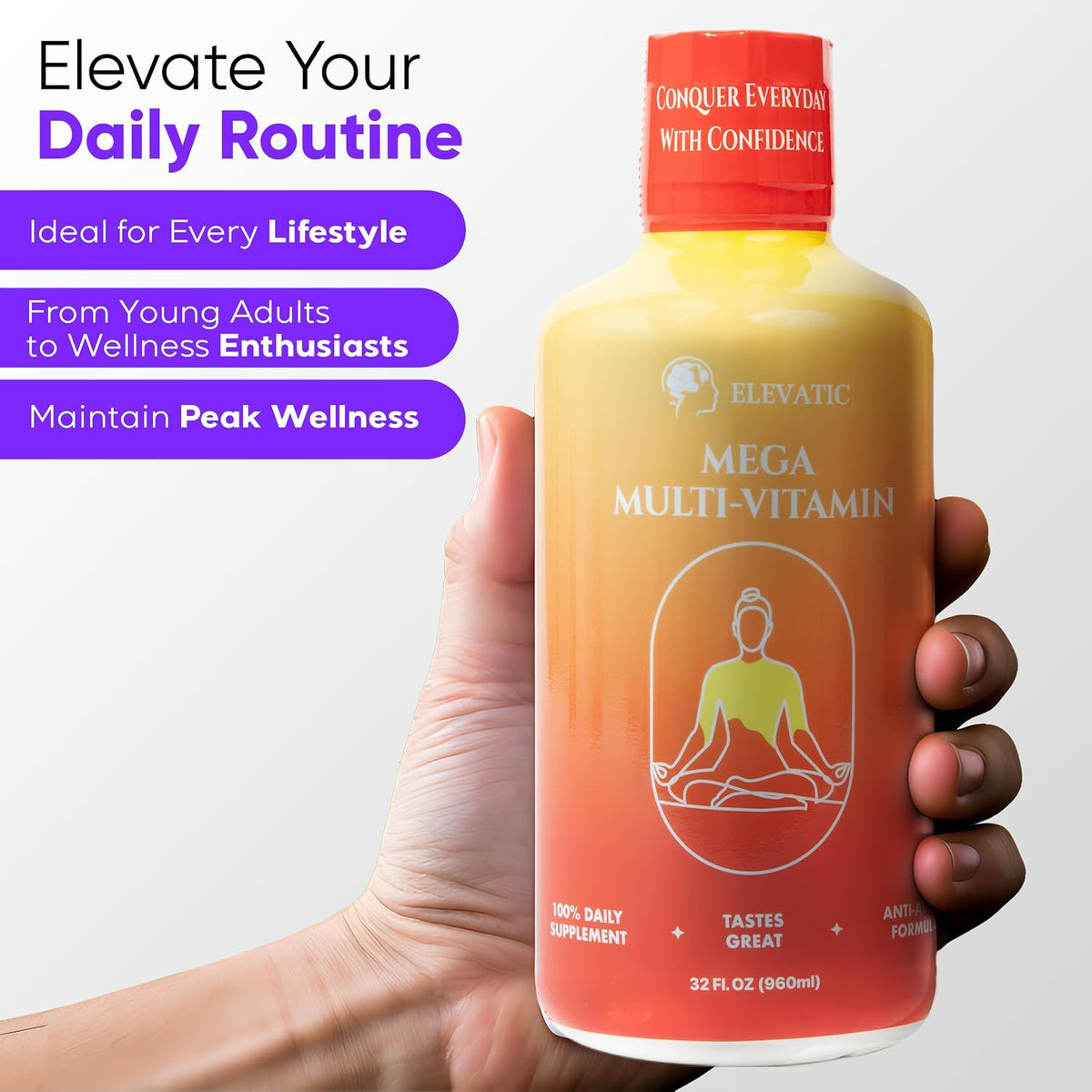 Elevatic Mega Liquid Multivitamin - 960ml - Daily Liquid Multivitamin with Essential Nutrients - görsel 6