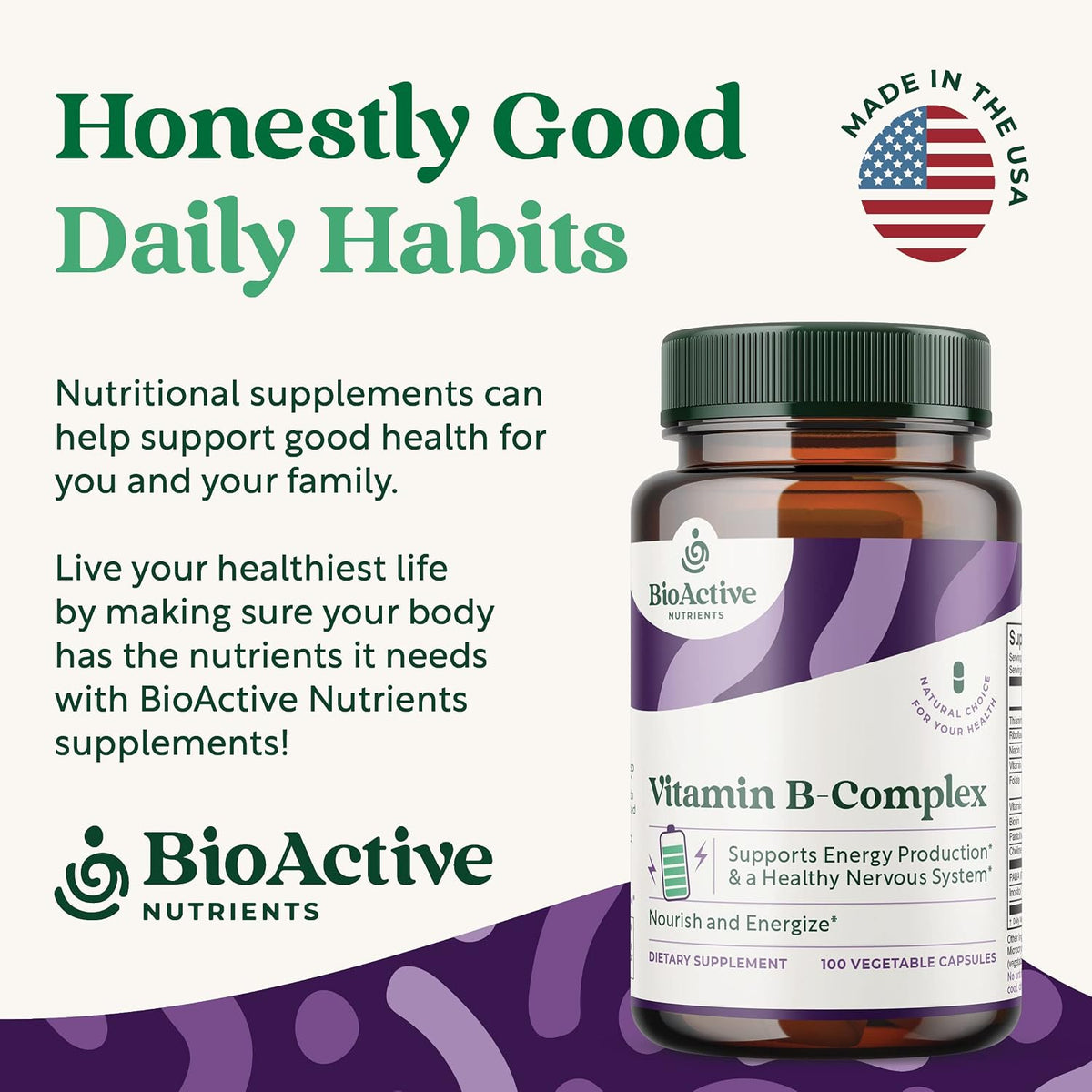 Bioactive Nutrients Vitamin B Complex – 100 Vegetable Capsules - görsel 4