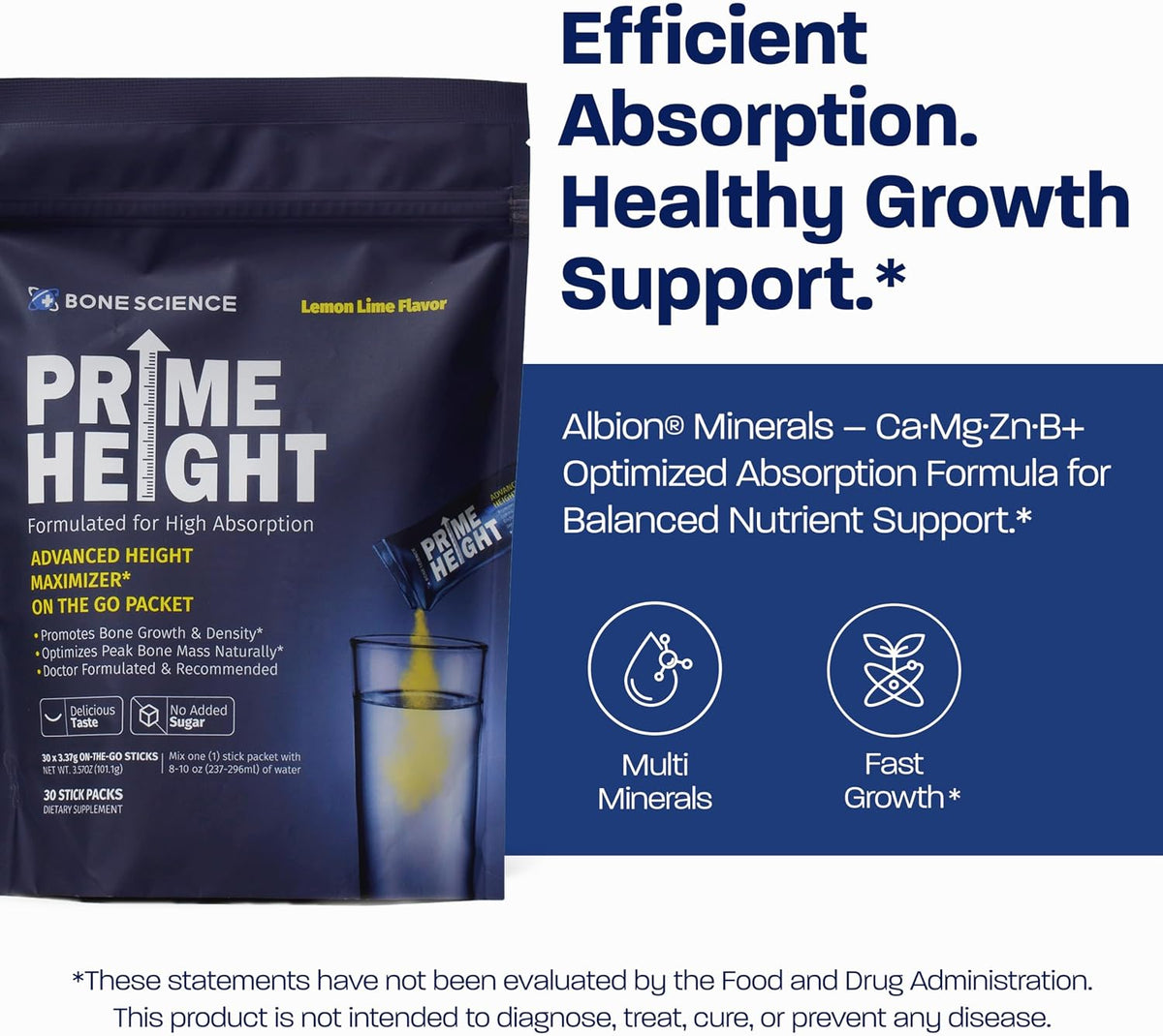 BONE SCIENCE Height Multivitamin Powder for Kids & Teens – Sugar-Free Peach – 30 Sticks - görsel 2