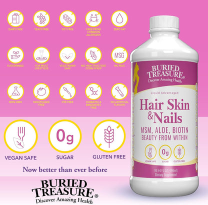 Buried Treasure Hair, Skin and Nails Liquid Complex with MSM, Biotin & Aloe Vera
