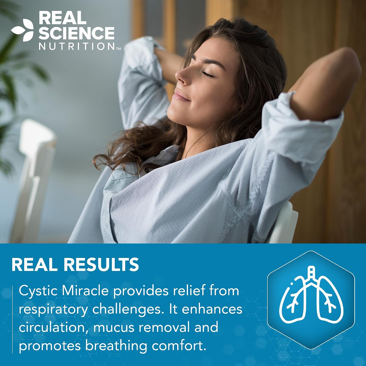 Real Science Cystic Miracle - Lung Support Supplement for Breathing Support and Mucus Clearance – with Vinitrox & GABA to Support Lung Function and Aid Respiratory Health, Made in the USA, 60 Capsules - görsel 5