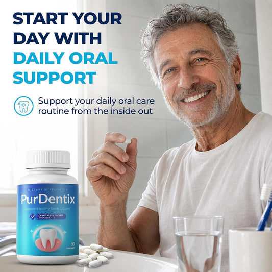 PurDentix Oral Health Probiotic – 4-Strain Formula for Healthy Gums, Teeth & Fresh Breath – 180 Chewable Tablets