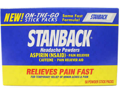 Stanback Headache Powders, Fast Pain Relief with Aspirin (NSAID) and Caffeine, 50 Sachets