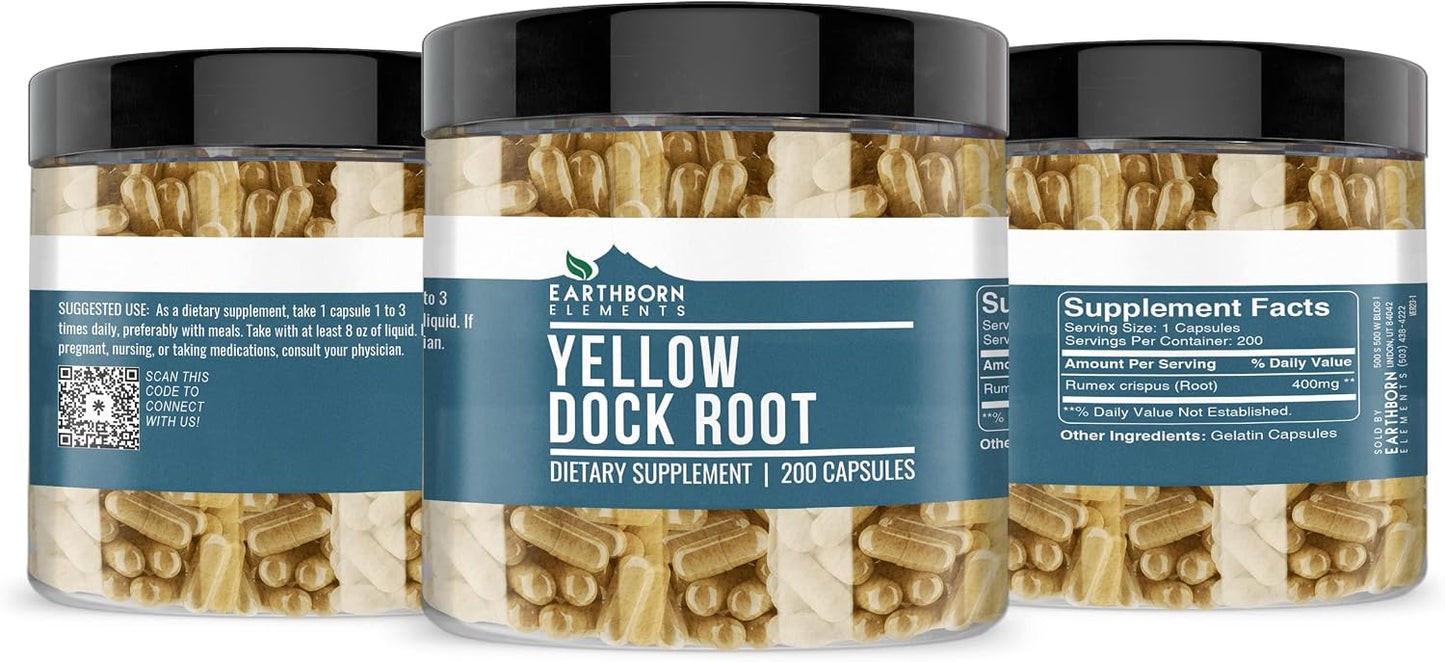 Earthborn Elements Yellow Dock Root 200 Capsules, Pure & Undiluted, No Additives - görsel 2