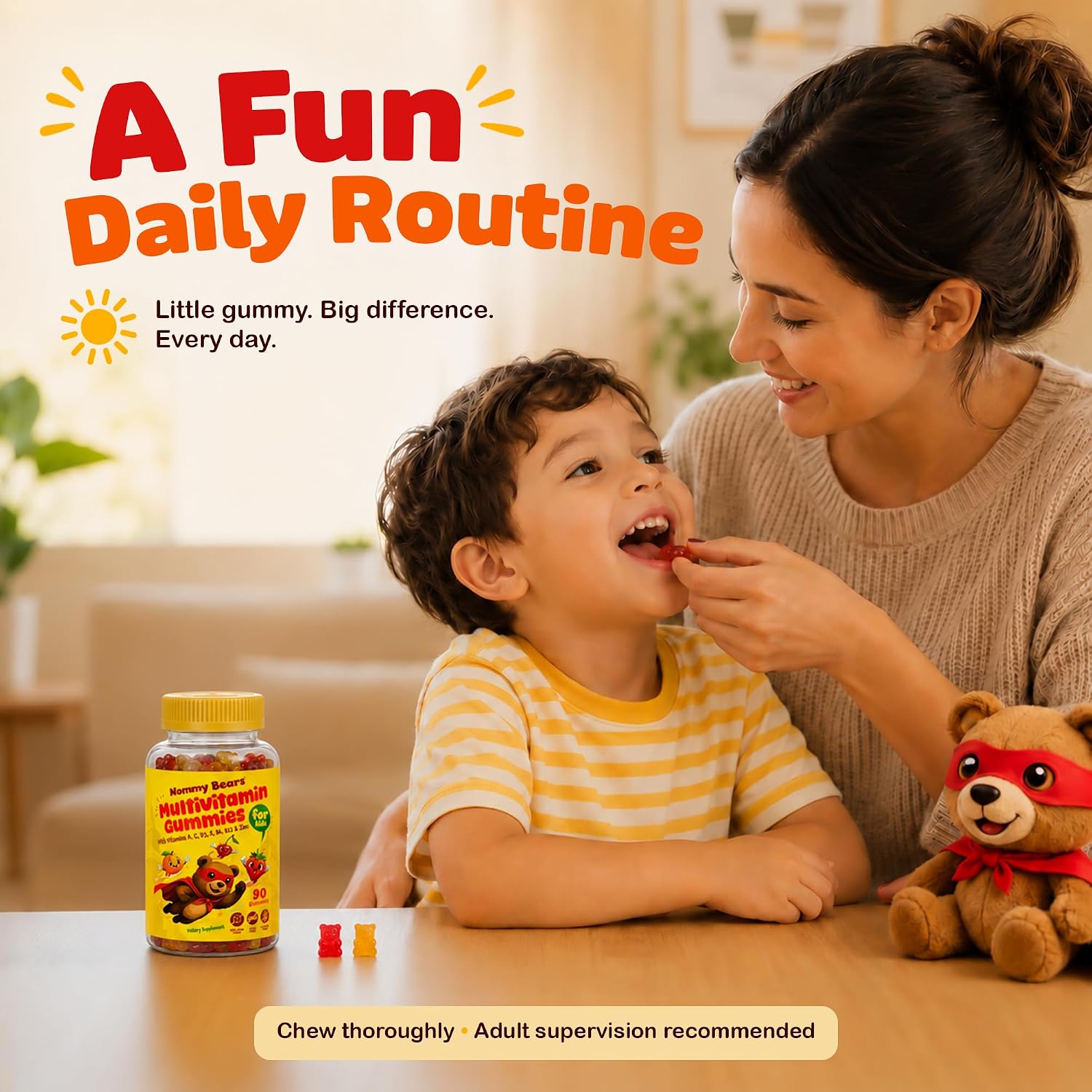 NOMMY BEARS Children's Multivitamin Gummies – 11 Essential Nutrients, Gelatine-Free, Vegan, Natural Flavours - görsel 8