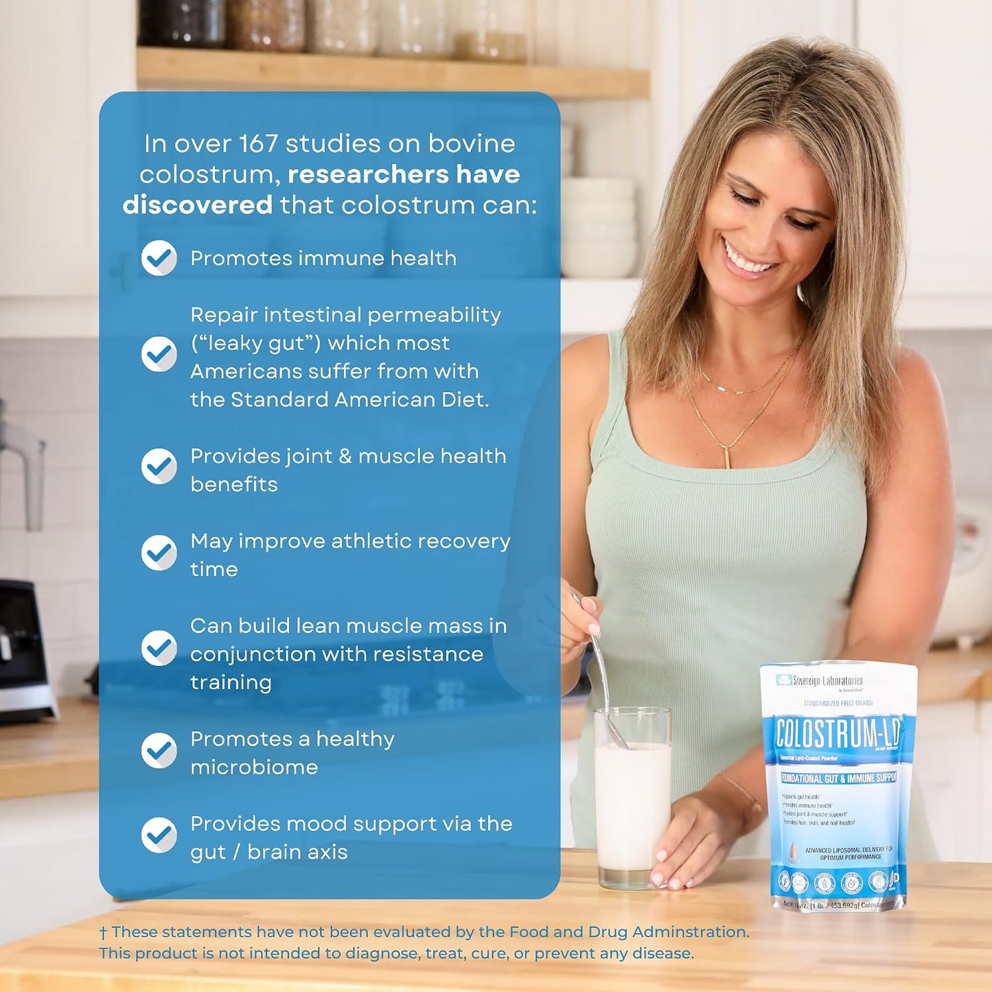 Sovereign Laboratories Colostrum-LD Liposomal Delivery Colostrum Powder, Gluten-Free, Lactose-Reduced, 454g (16 oz, 90 Servings) - görsel 7