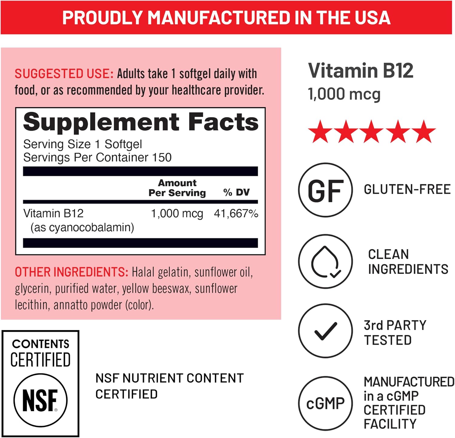 NatureWise Vitamin B12 1000 mcg - 150 Softgels - görsel 4
