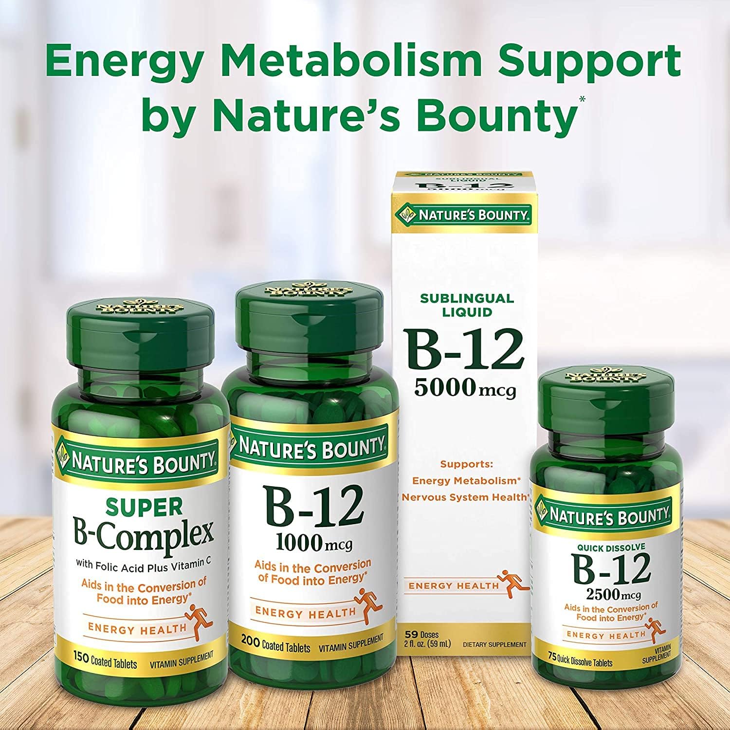 Nature's Bounty Vitamin B-12 1000 mcg Tablets, 100 Count (Pack of 9) - görsel 6