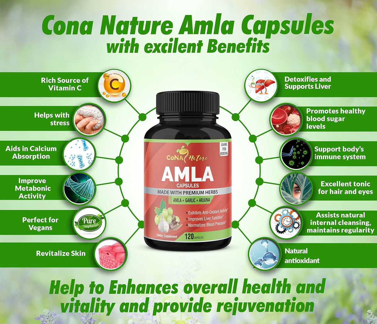 Cona Nature Organic Amla Capsules 1650mg – Manufacturing Standards: Produced in GMP and ISO-certified facilities, – Image 4