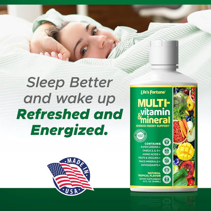 Life’s Fortune Liquid Multivitamin for Adults and Seniors - Fast Absorption, 90+ Nutrients, Tropical Flavour, 946 ml