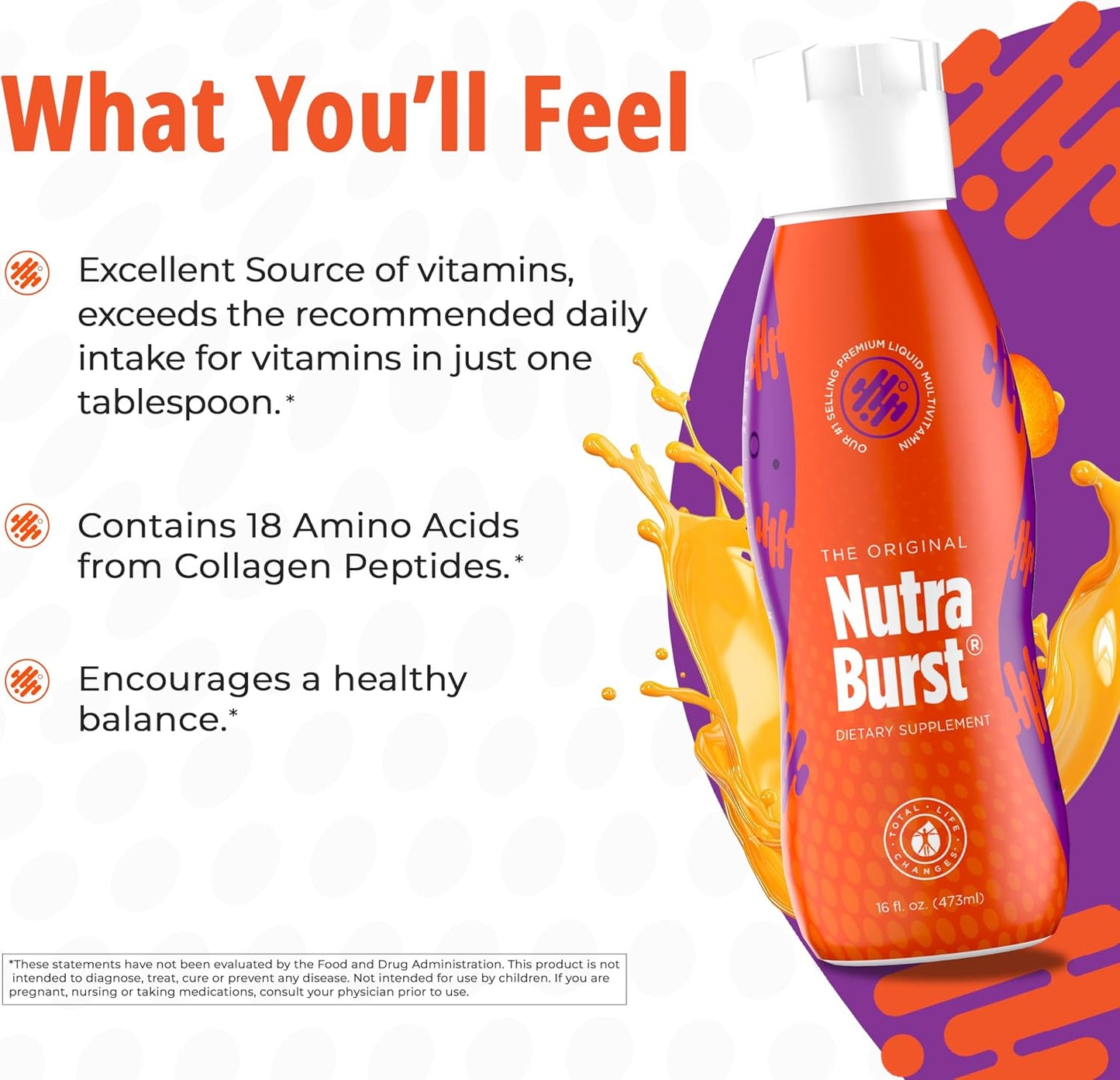 Total Life Changes NutraBurst - Liquid Multivitamin, Daily Nutritional Support, Packed with Essential Vitamins and Minerals, 473 ml - görsel 7