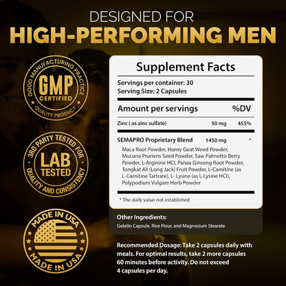 Extreme Semen Volumiser and Male Energy Formula - All Natural Endurance, Stamina & Seminal Health - 60 Capsules (1 Month Supply)