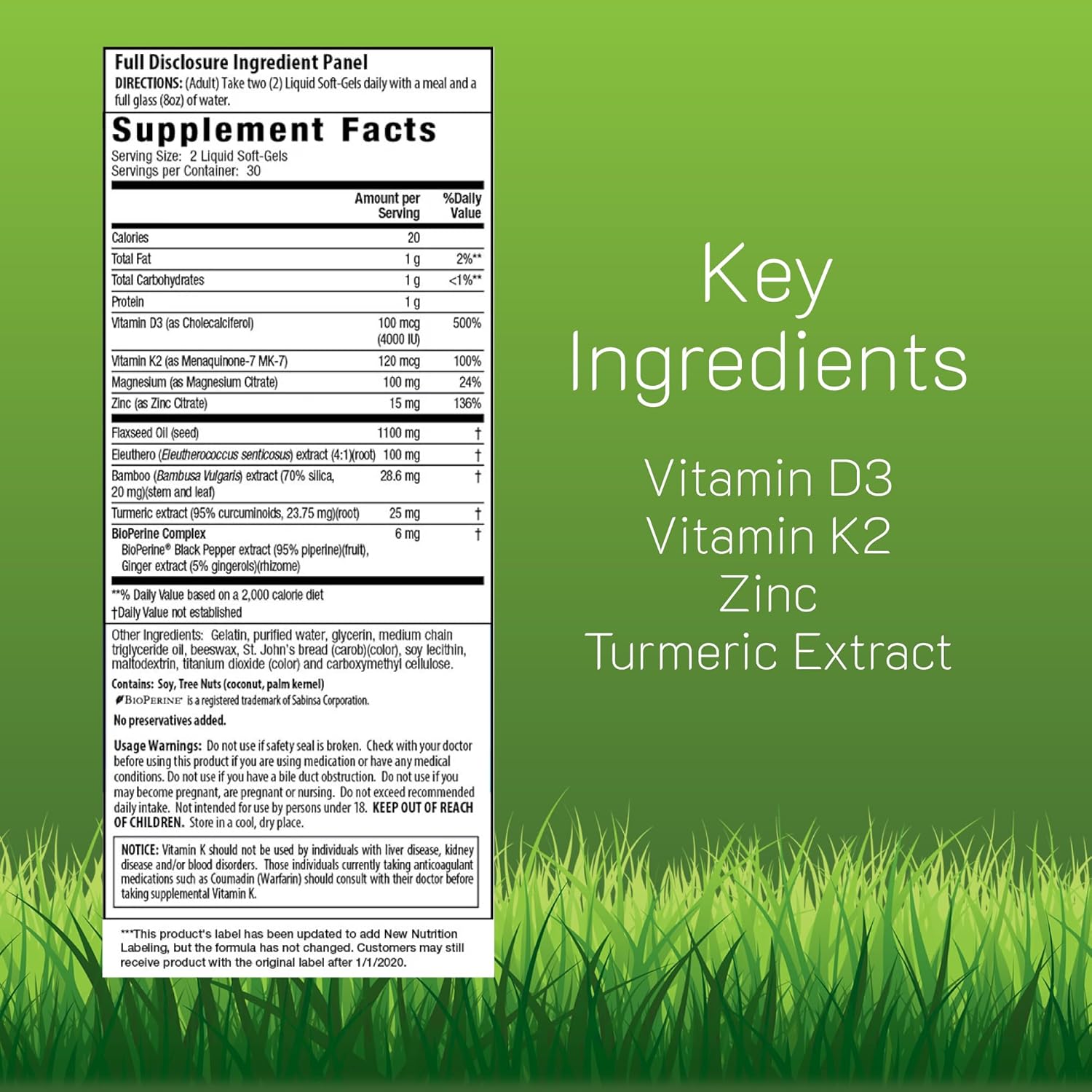 Irwin Naturals Mega D3 & K2 + Turmeric Extract | High Potency Complex | Bone & Immune Support | 60 Liquid Soft-Gels - görsel 2