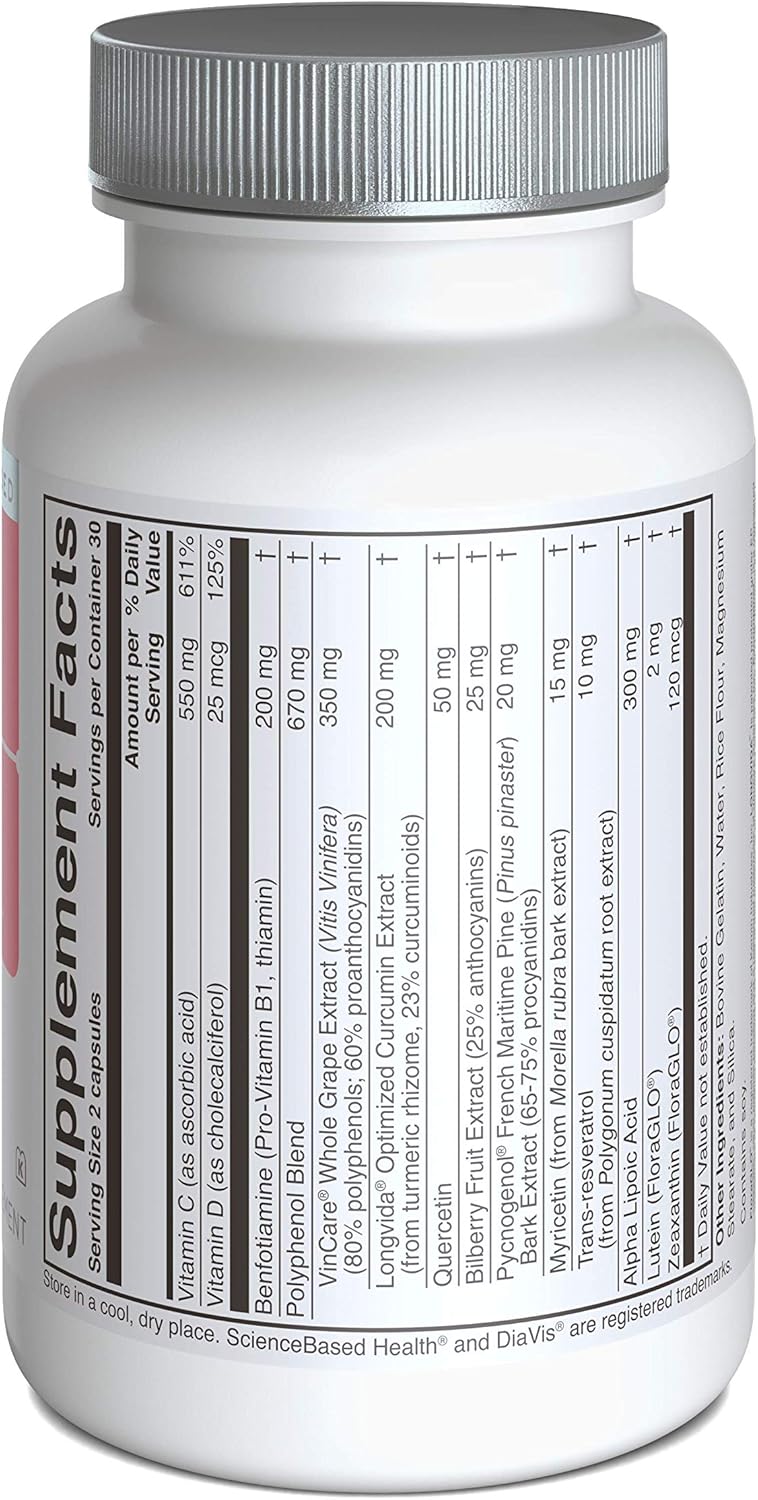 DiaVis – Retinal & Nerve Health Supplement – with Benfotiamine, Curcumin, Resveratrol & Grape Extract – 60 Capsules - görsel 3