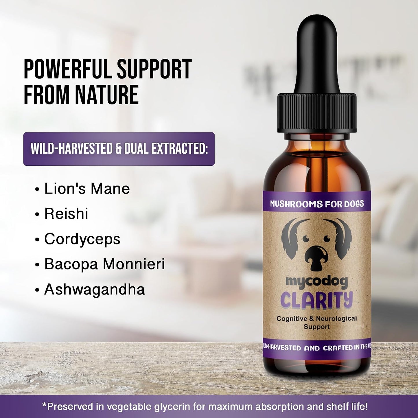 MycoDog Clarity - Cognitive Support Supplement for Dogs - Brain Health & Senior Dog Wellness with Functional Mushrooms & Adaptogens - görsel 4